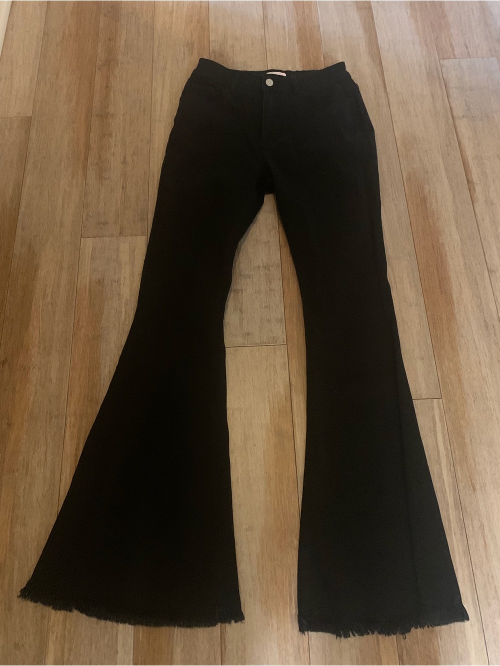 Pink Lily Black High-Rise Wide Leg Jeans with Raw Hem